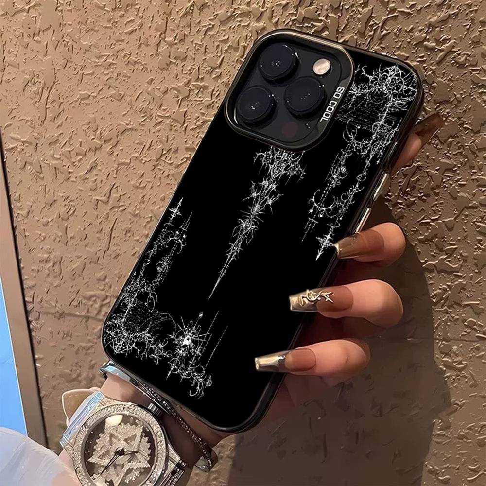 Gothic Cyber Sigil Cross Colorful Phone Case For iPhone 17 16 15 14 13 12 11 Pro Max Plus Matte Cover