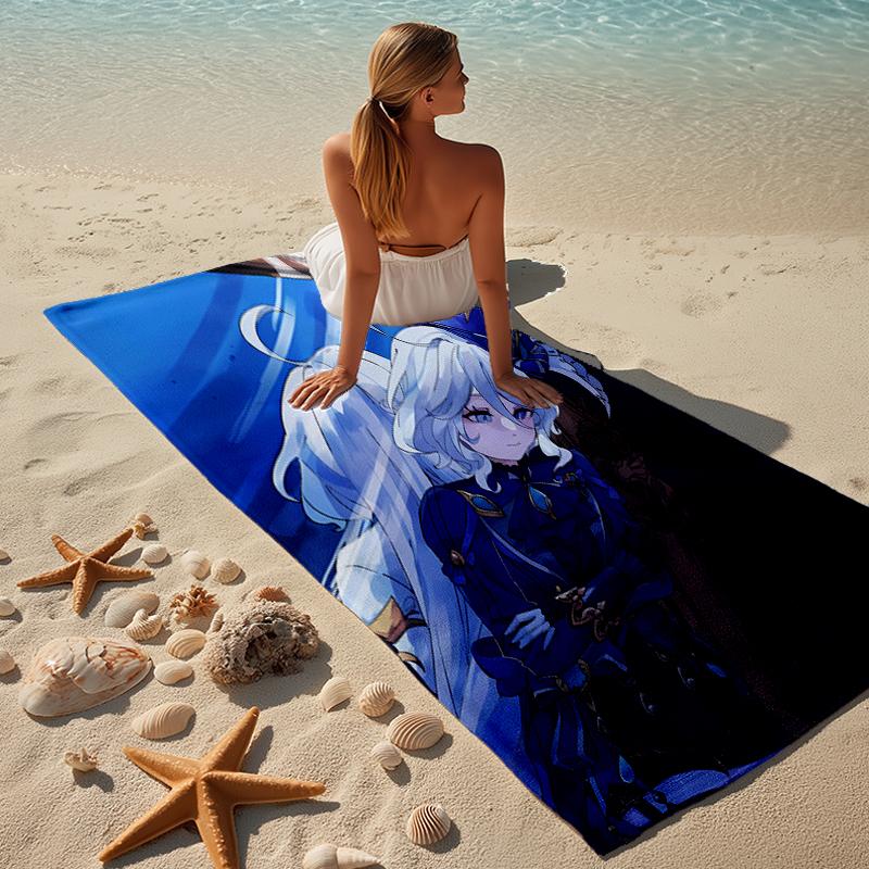 Proof Beach Towel with a Genshin Impact Characters5 Pattern - Soft,absorbent,quick-drying,machine Washable - Perfect for Swimming,camping,bathing