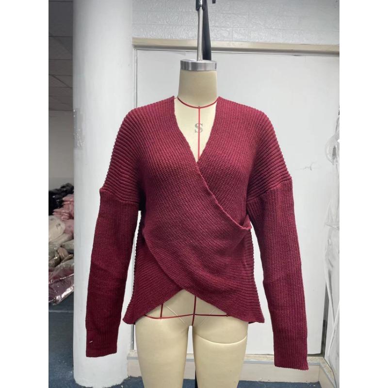 Podzimní a zimní móda Dámský svetr Křížově pletený sekční svetr