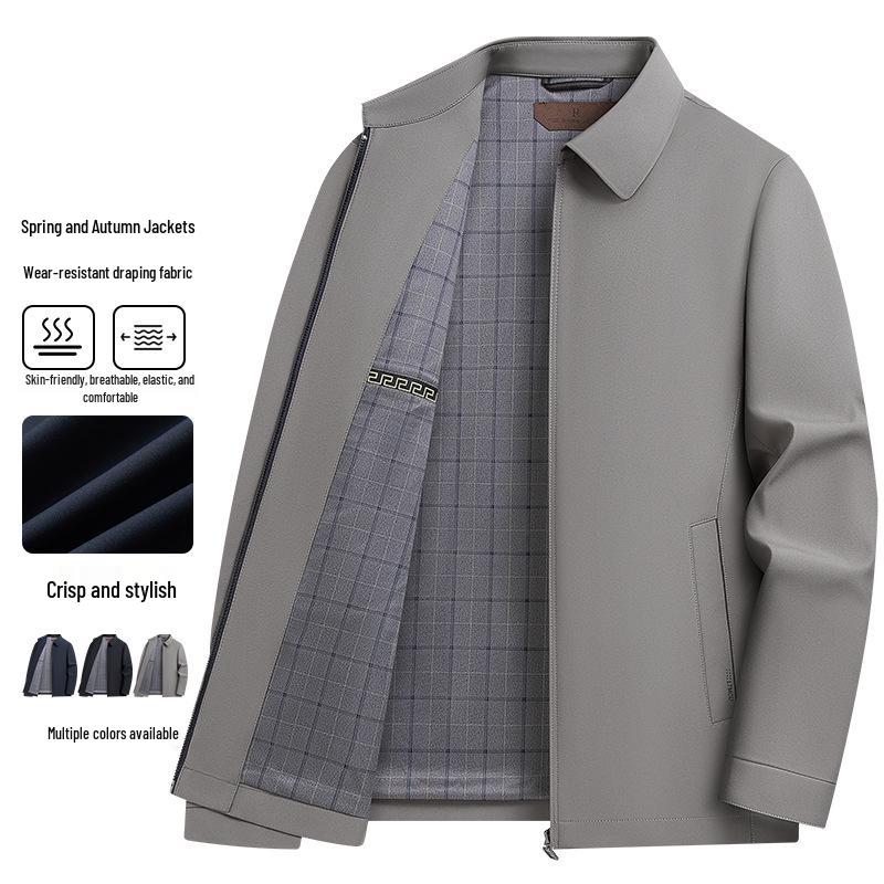 Men's Lapel Jacket 2026: Spring/Autumn Versatile Slim-fit Business Casual for Middle-aged Dads