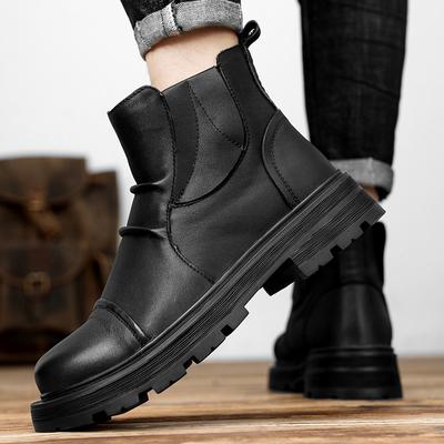 Genuine Leather Fashion Ankle Boots 2024 New Men's Mens Slip On High Top Shoes High Quality  Male Comfortable Motorcycle Boots