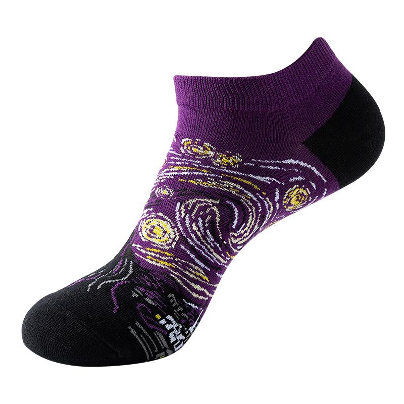 Spring Summer Socks Cute Funny Harajuku Cartoon Men Boat Oil Painting Food Casual Cotton Short Socks for Female Sox
