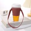 Portable PU Leather Cup Holder Anti-scald with Shoulder Strap Water Bottle Holder Protective Water Bottle Sleeve Outdoor
