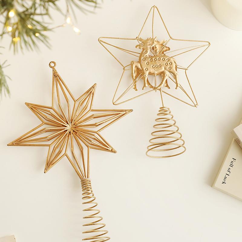 1Pc Christmas Tree Topper Modern Hollow Design Home Decor Christmas Tree Decorations Shimmering Christmas Topper Star Ornament