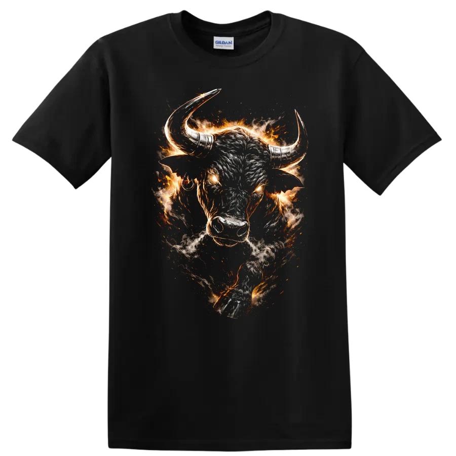 Fiery Bull T Shirt Animal Graphic Shirt for Nature Lovers Tee
