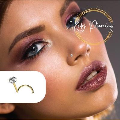 KODY PIERCING 9K Gold Piercing With Genuine DIAMOND Nose Screw - Quality Piercing