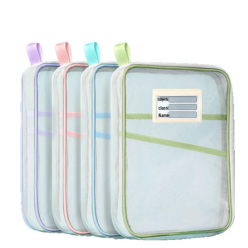 L-Shaped Student Storage Bag for Test Papers & Books, Thickened Mesh File Organizer for Back-to-School