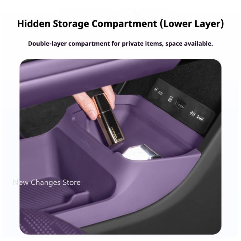 Car Under Central Console Storage Box for Avatr 07 2024-2026 Under Armrest Silicone Storage Box Compartment Interior Accessories