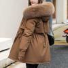 Women Coat Hooded Winter Jacket with Faux Fur Collar Warm Fashionable Zipper