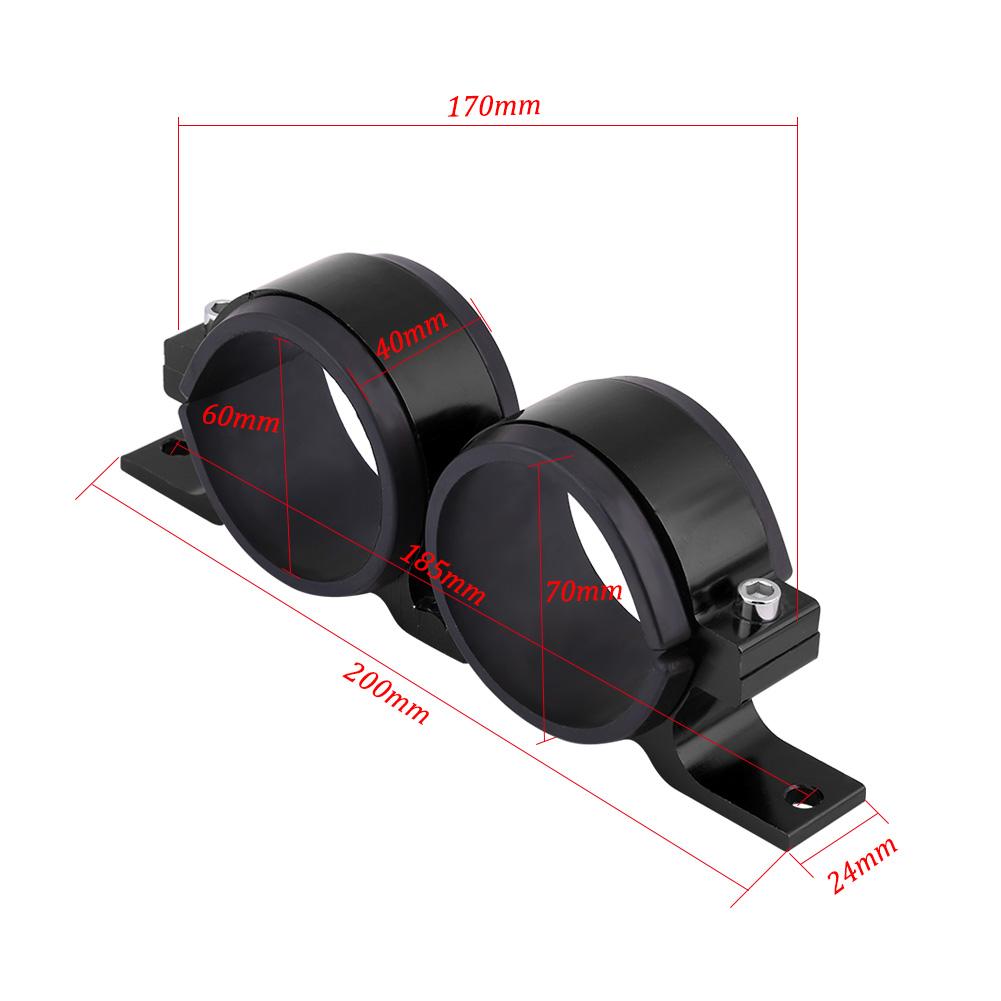 Aluminum Alloy 60mm Car Fuel Pump Mounting Bracket Dual Filter Clamp Cradle Black