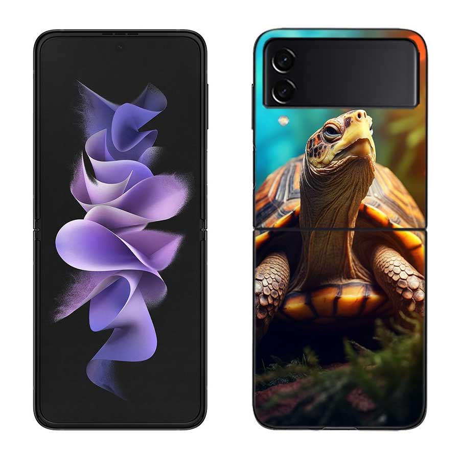 Marine Organisms, Sea Turtles, And Animals Phone Case For Samsung Z Flip 7 6 5G Galaxy Z Flip 5 4 3 Black Hard Cell Cover Luxur
