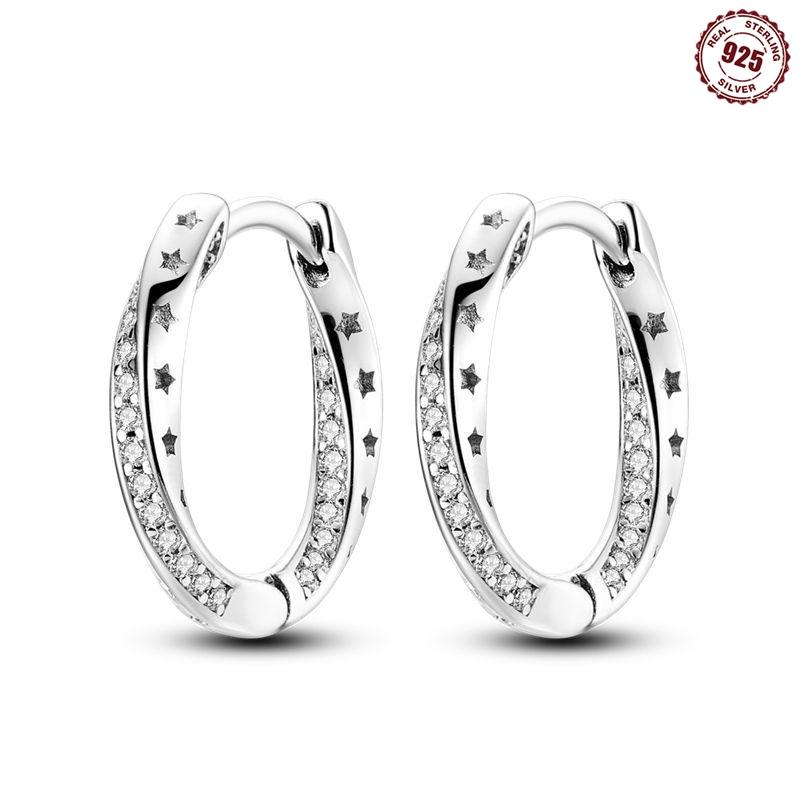 Classic Earrings 925 Silver Colorful CZ Hoop Earrings for Women Birthday Party Wedding Engagemen Gift Jewelry