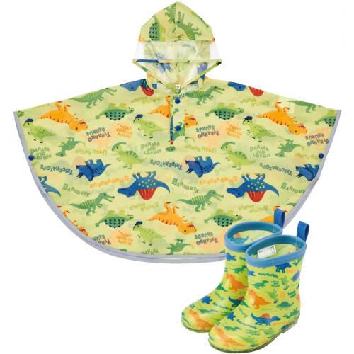 Skater Rain Poncho Raincoat for Children Dinosaur Picture Suitable Height 80-100cm Rapo2-a