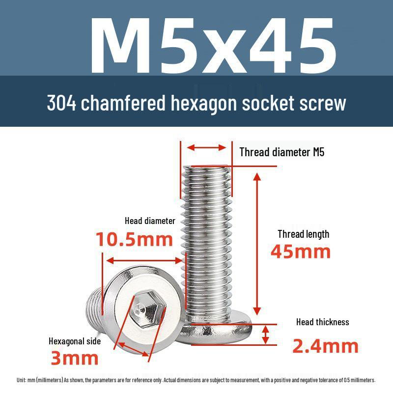 Yigu 304 Stainless Steel M2-M12 Countersunk Flat Head Hex Screw for Furniture & Cabinets