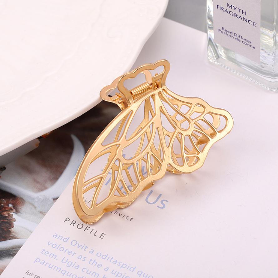 

Металлическая заколка-бабочка золотого цвета для женщин, полая, заколка-краб, заколки-невидимки, аксессуары для волос, головной убор, подарки