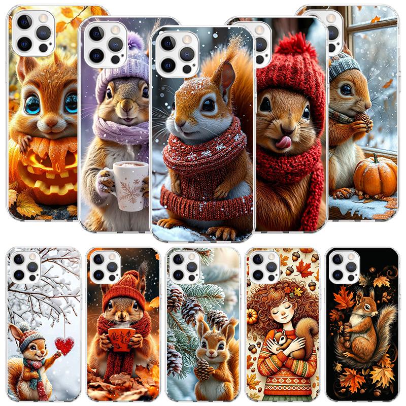 Animal Squirrel Phone Case for Apple iPhone 17 Air 16 15 Plus 14 + 13 Mini 12 11 Pro Max 7 8 SE 16Max Soft Shell Cover Coque 17