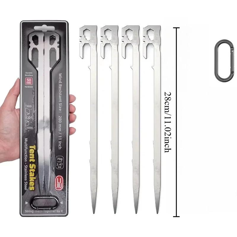 Stainless Steel Tent Stakes Heavy Duty Ground Stakes Lightweight Camping Essentials for Tent Camper