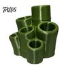 Modern Vanity Accessory Toothbrush Holder, Green Bamboo Shape, 6 Slot Storage Tongue Scraper Rack Organizer, for Bathroom Countertop Razors And Makeup