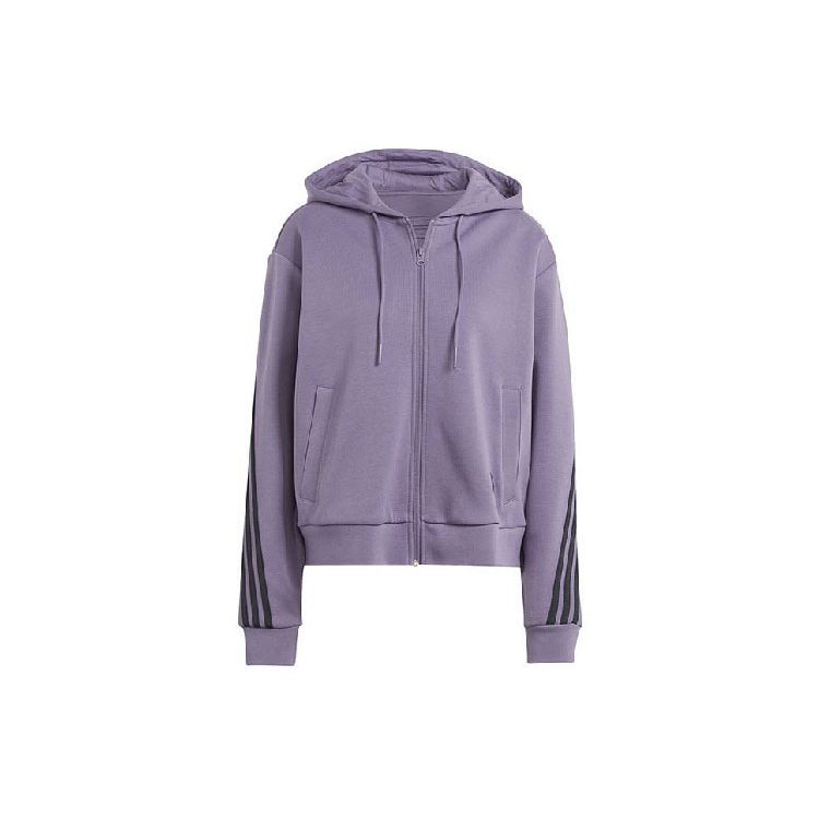 adidas Women s Striped Color-Block Woven Hooded Jacket Purple IL3050 XS