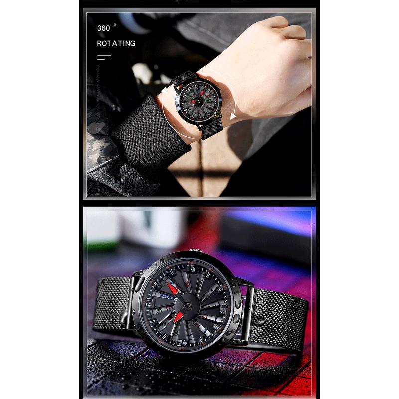 SANDA Neue Uhr kann Mahjong Hollow Large Turntable Fashion Personality Creative Concept Herrenuhr Herrenuhr ausführen