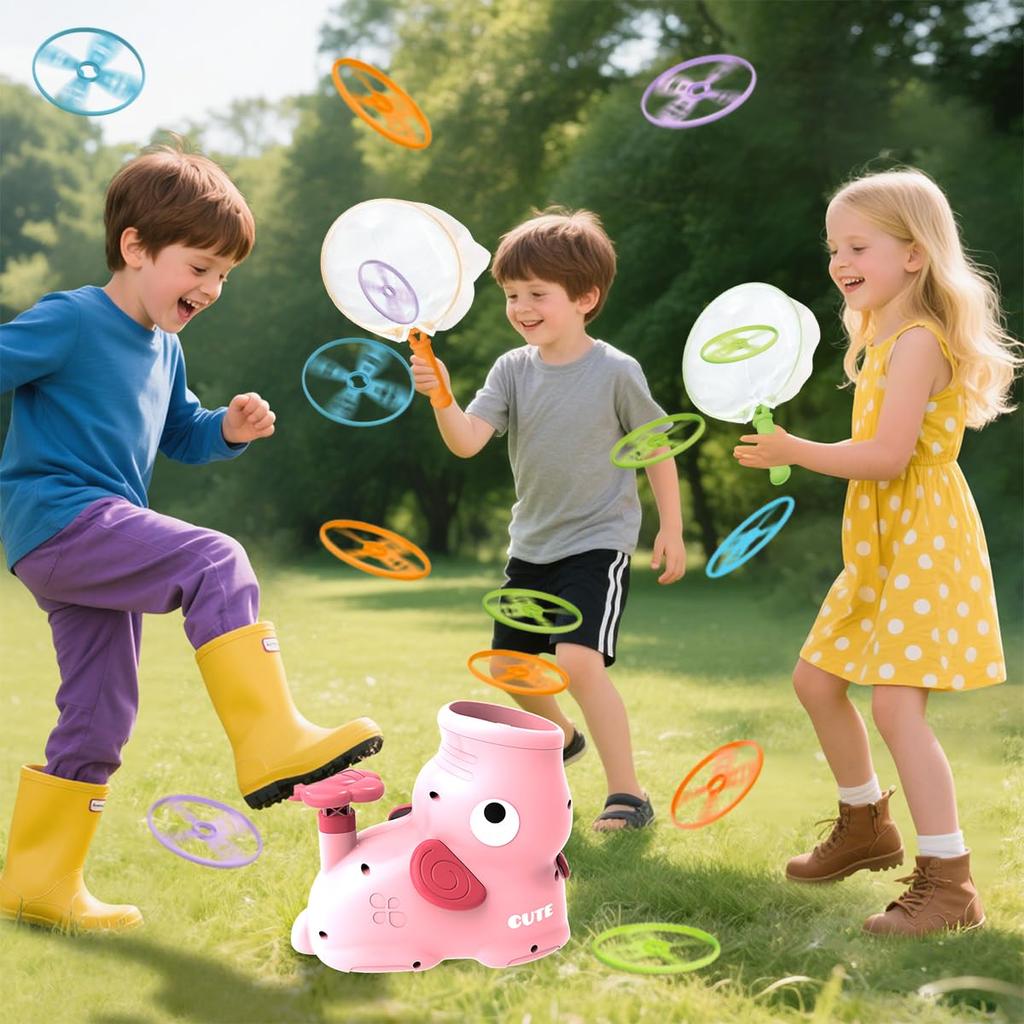 MAVEKID Flying Disc Frisbee Flying Frisbee Launcher Flying Saucer Toy for Outdoor Park Family Popular Toy for Elementary School Ages Birthday Gift
