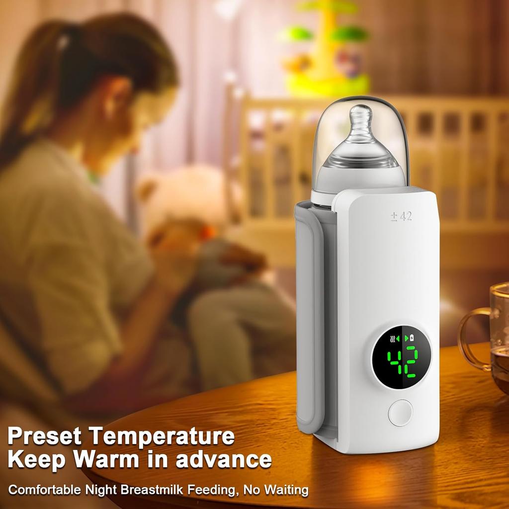 Fast Heating Baby Bottle Warmer,Travel-Easy,18W Fast Charging,6-Speed Temperature Control,Locked-in Nutrition,360 Degree Wrap Even Warming,Ensuring