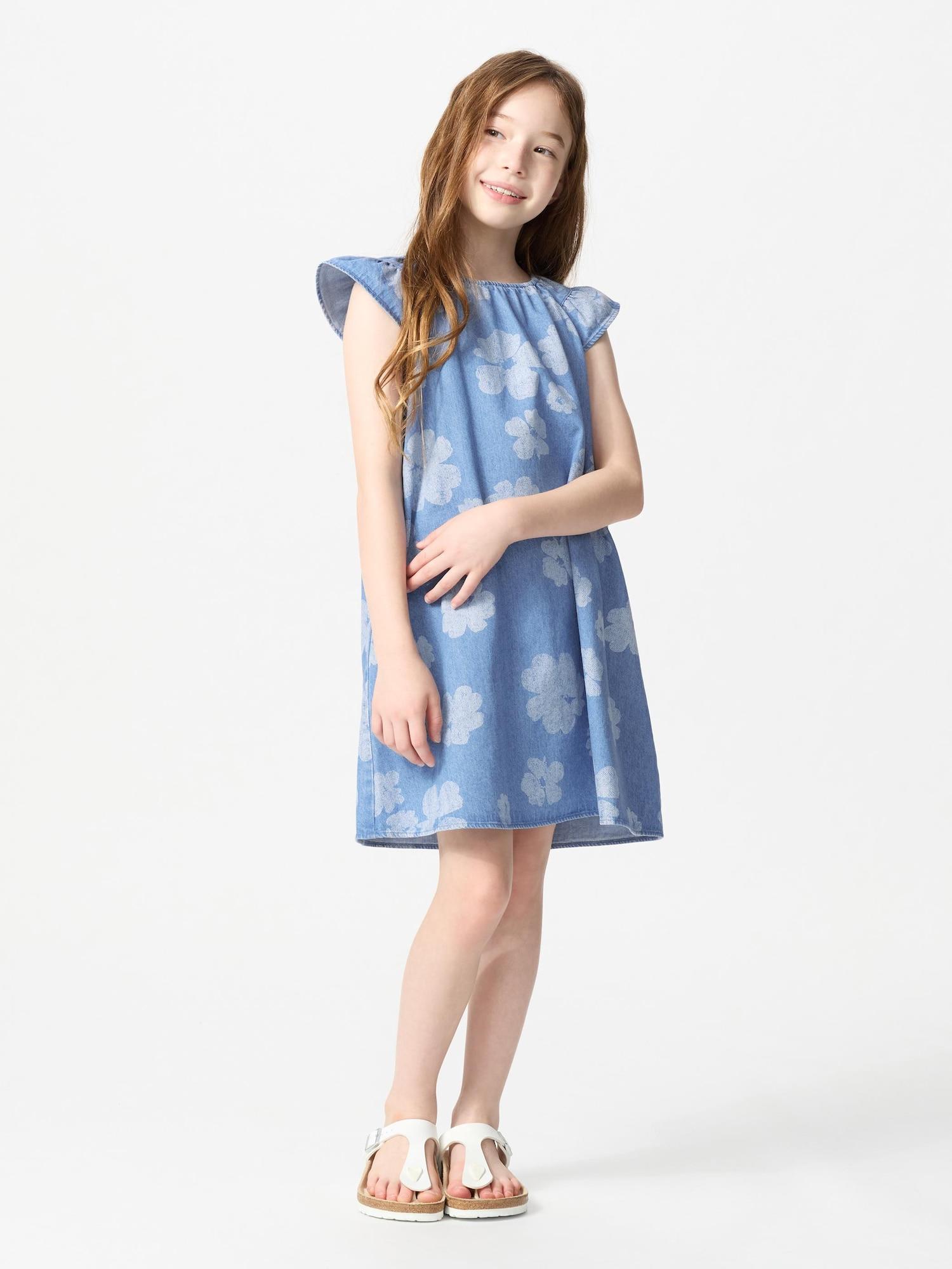 

Uniqlo Японское женское джинсовое платье с коротким рукавом 63 BLUE/110