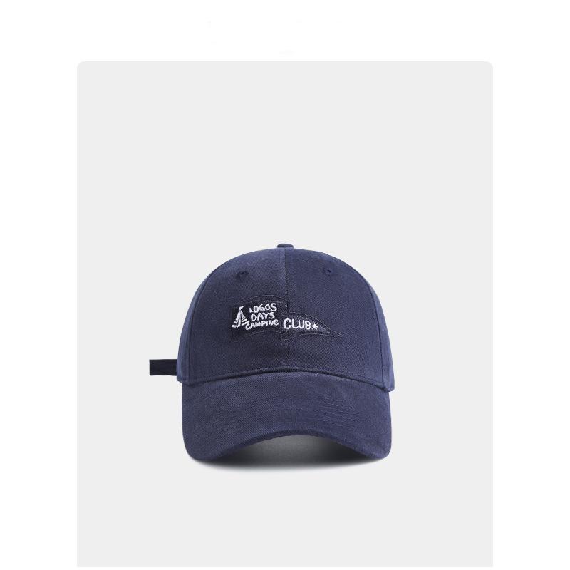 Retro letter embroidered baseball cap men's and women's big head circumference street versatile soft top cap sun protection curved brim hat