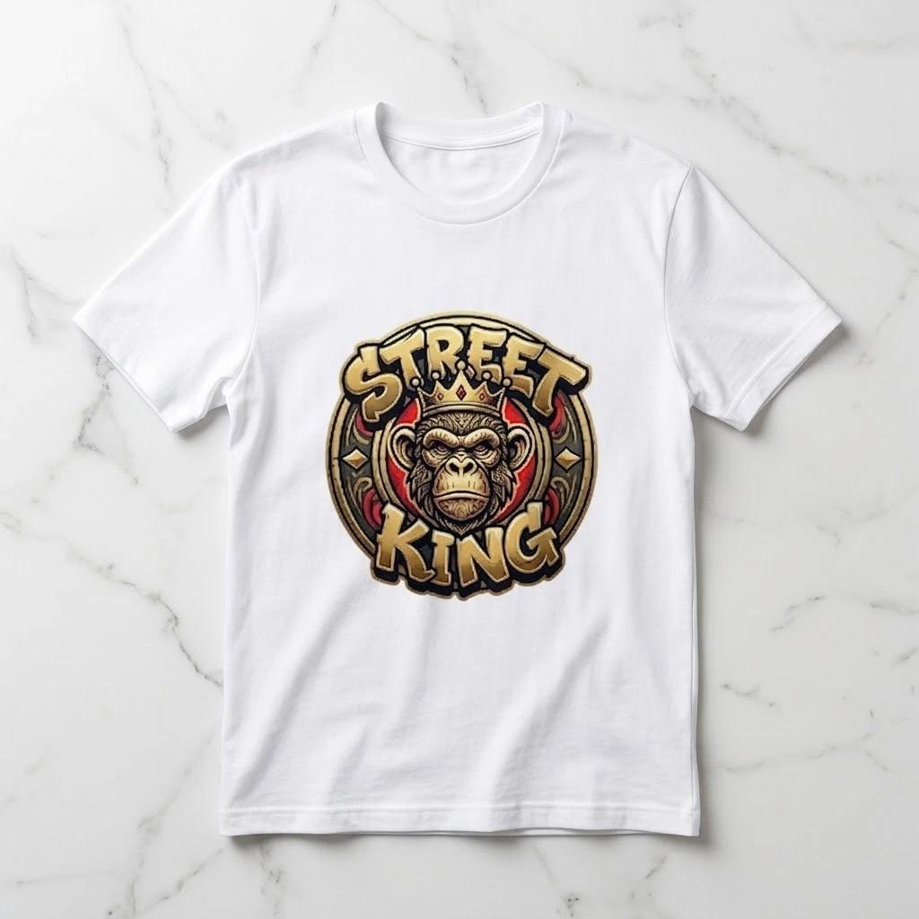 Street King Monkey Crown Graphic Tee - Urban Hip Hop Streetwear T-Shirt XXL