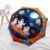 Halloween Ghostly Fun PlateUmbrella, Portable 3-Fold Compact Umbrella,Christmas Gift ES376