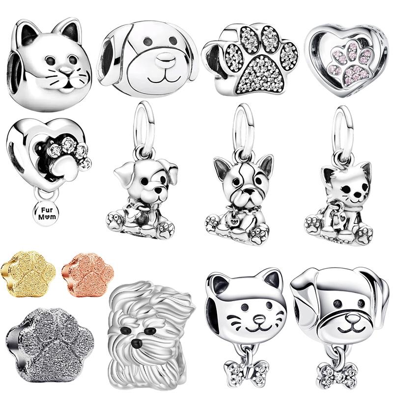 Haustier Katze Hunde Krallen Charms Perlen Anhänger Passend Original Schlangen Kupferarmband Halskette Perlen Für Diy Schmuck Damen Geschenk