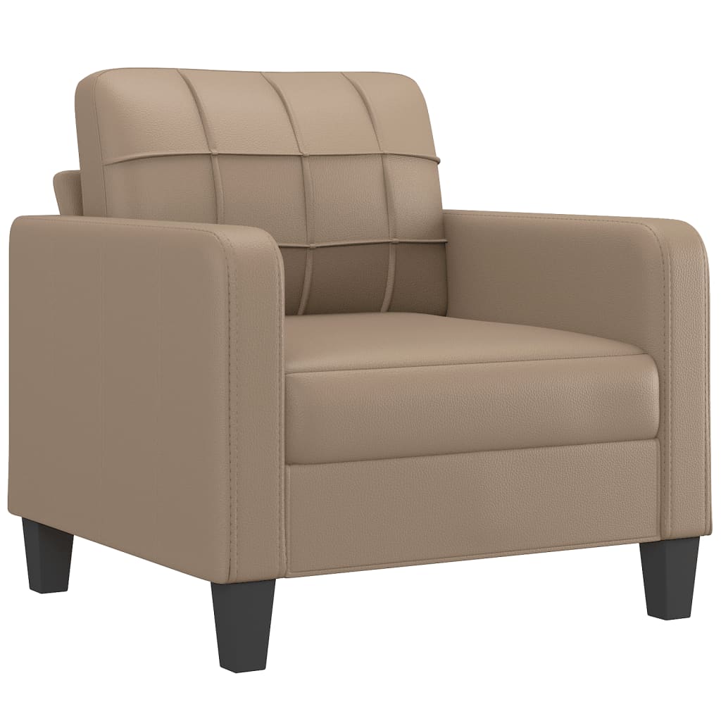Vidaxl 4-Cz. Living Room Set with Cushions, Cappuccino, Eco-Leather