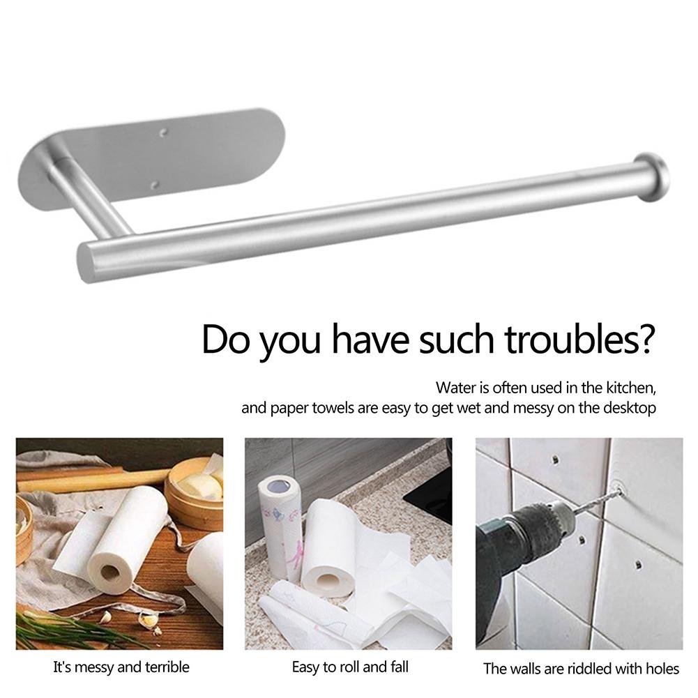 Wall Mounted Tissue Towel Rack Hanging Shelf Rustproof Stainless Steel Toilet Tissue Roll Hanger for Bathroom Kitchen