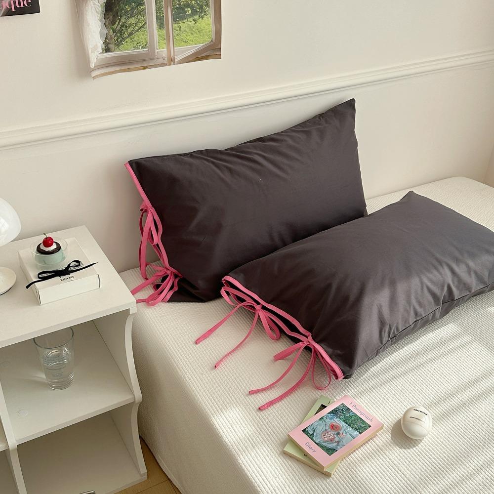 2PCS Soft Bow Pillow Cover Nordic Style Pillow Case Comfortable Cushion Covers  Girls Bedding