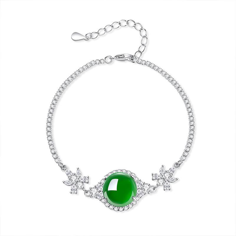 

S925 silver inlaid natural high ice chalcedony star fantasy bracelet women s simple style agate ring fashion jewelry gift 925 silver