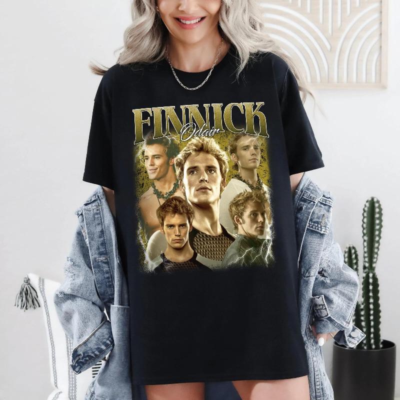 Finnick Odair Portrait Printed Womens Tshirt Movie Theme Top SpringSummer Pure Cotton Unisex Short Sleeve Tshirt