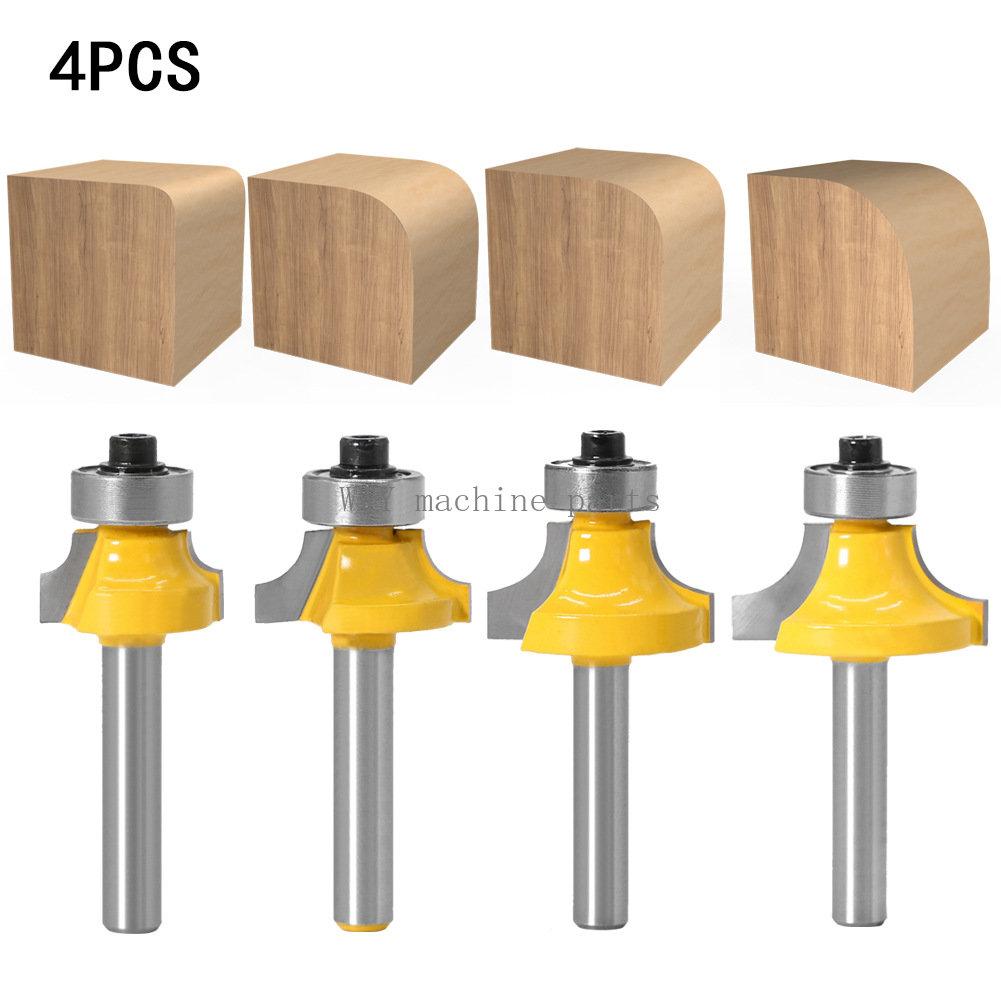 Woodworking Milling Cutter Set Of 4 Pieces Round Corner Cutter Trimming Machine Tool Head Woodworking Chamfer Milling Cutter Set