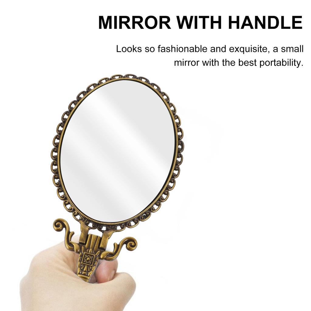 Handheld Compact Mirror Makeup Mirror with Handle Tabletop Mirror Small Makeup Beauty Women Hand Vintage Compact Travel For