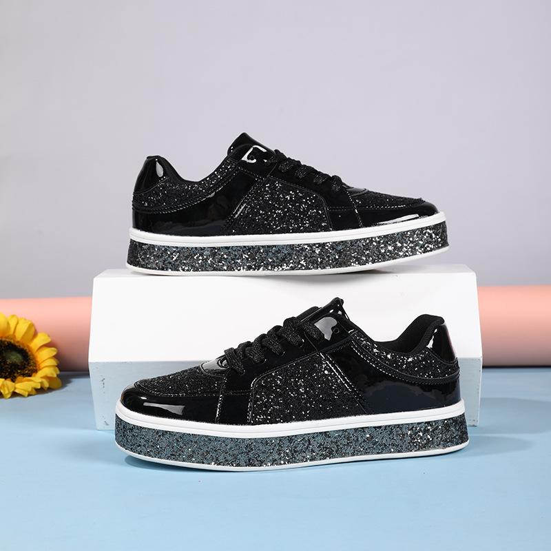 

Корейский стиль модные повседневные кроссовки на платформе новые блестящие модные низкие туфли на шнуровке на плоской подошве модная обувь для пар 42