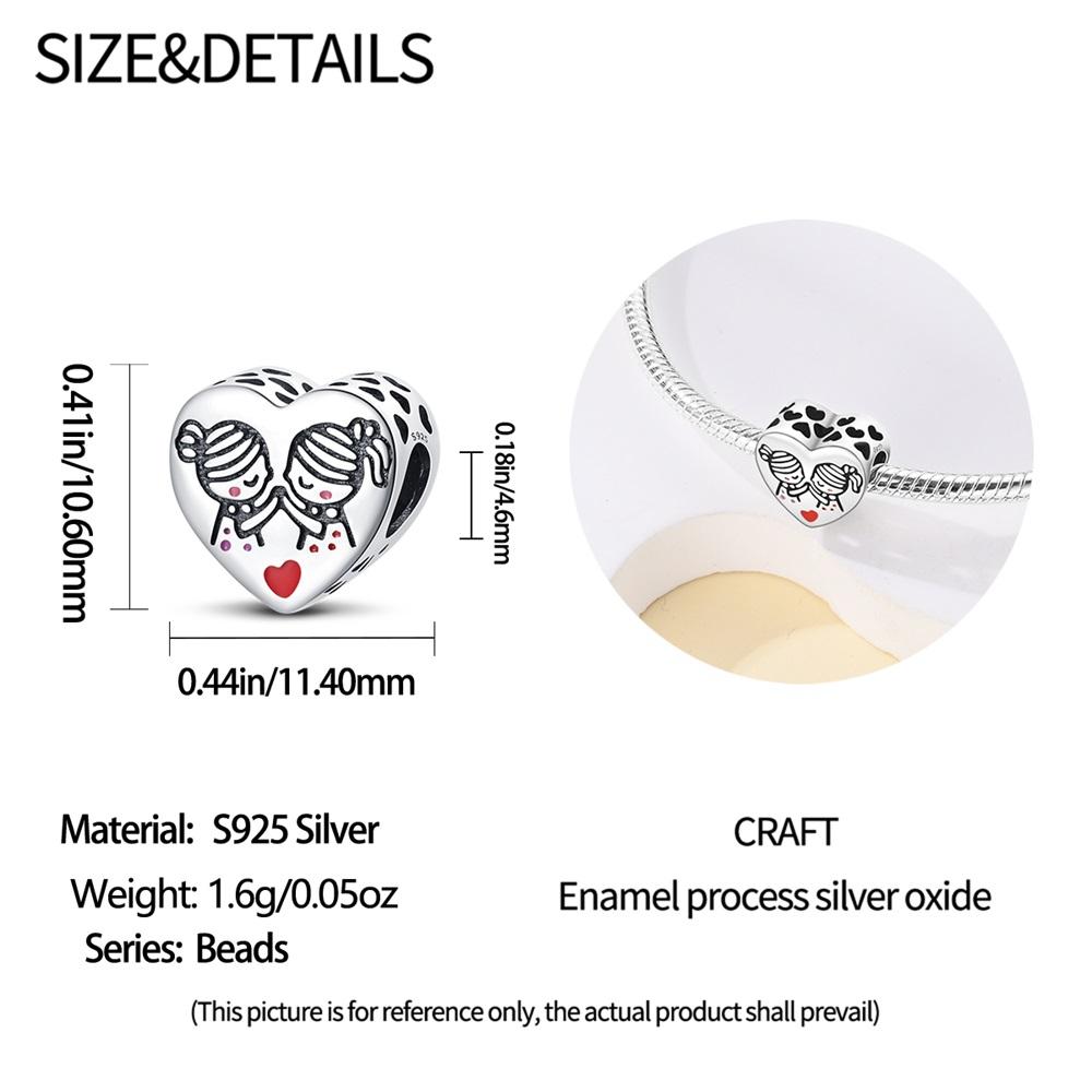 Original Charms Copper Sisterly Love Heart Series Beads Fit Bracelet Women Jewelry Making Diy Gift