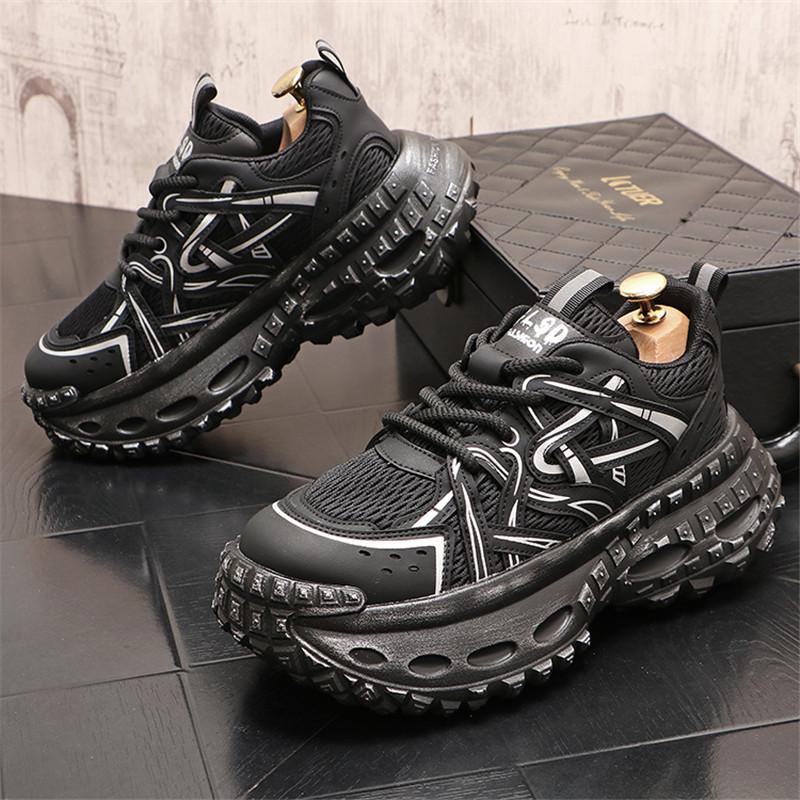 

Мужские кроссовки сетчатые дышащие повседневные кроссовки для бега на открытом воздухе для мужчин качественные кожаные роскошные дизайнерские туфли на платформе кроссовки 38 чёрный