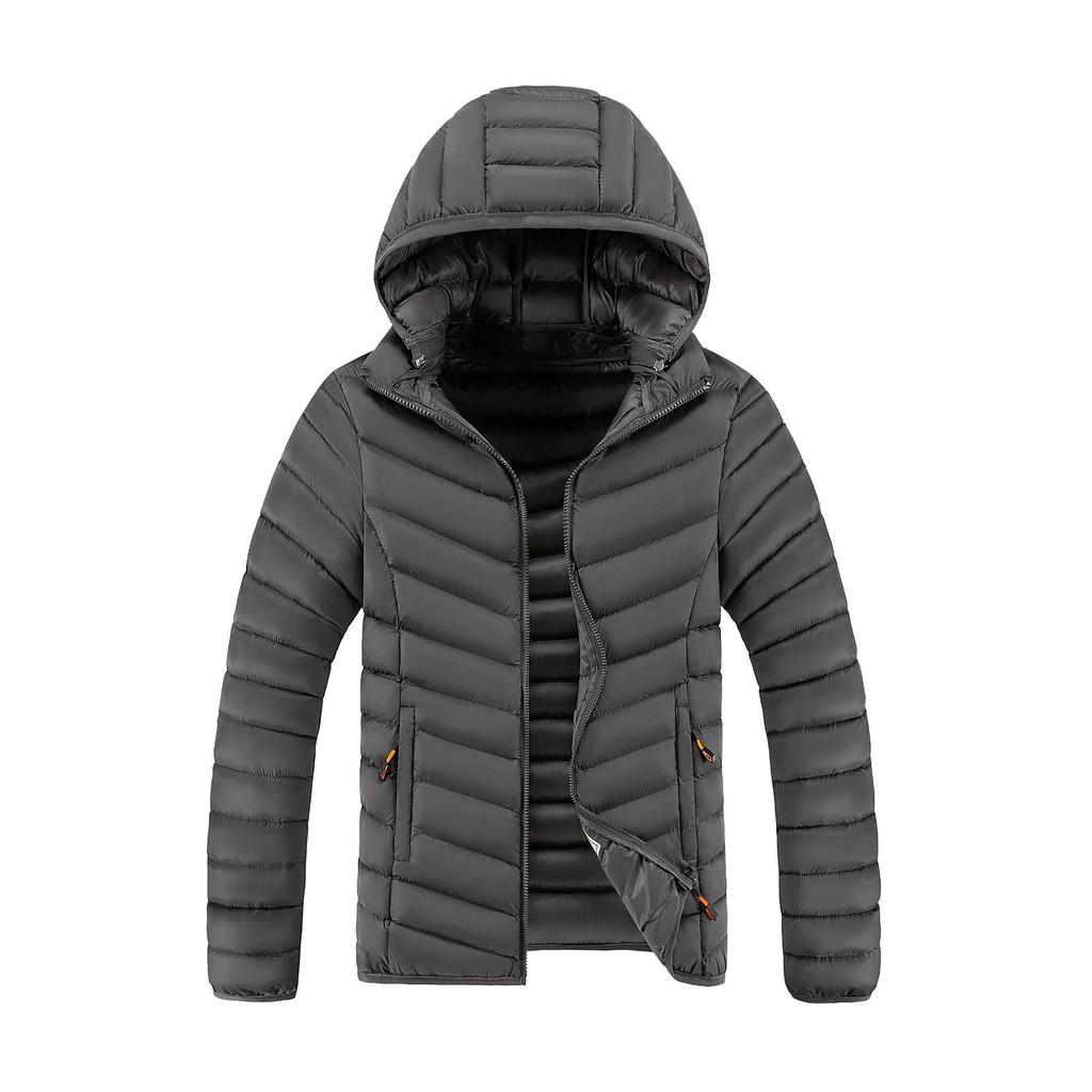 Uformell Herre Bomullsjakke Hette Vindtett Vinter Daglig