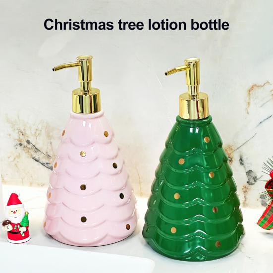 Vánoční dávkovač mýdla plnitelný nepropustný dekorativní pumpičkový dávkovač sváteční vánoční stromek dávkovač mýdla na ruce