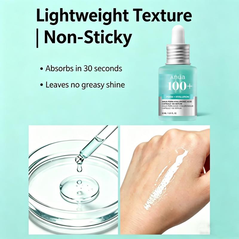Essenza Blu PDRN Coreana, Acido Ialuronico 100 Siero Pelle Radiosa Siero Viso, Leggero Idratazione Profonda 30ml Prodotti per la Cura della Pelle