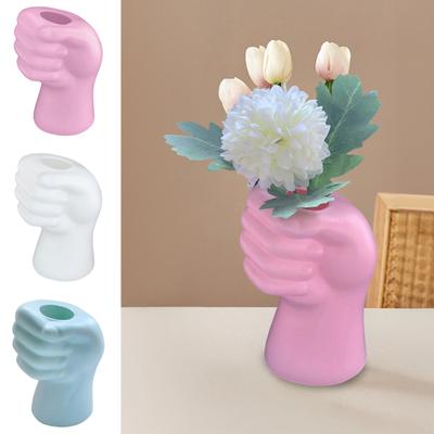 Handförmige Blumenvase aus Kunststoff, modern, für drinnen und draußen, echte getrocknete Blumen, echter Halter, Blumenarrangement-Behälter, Wohnzimmer-/Schlafzimmer-Dekoration