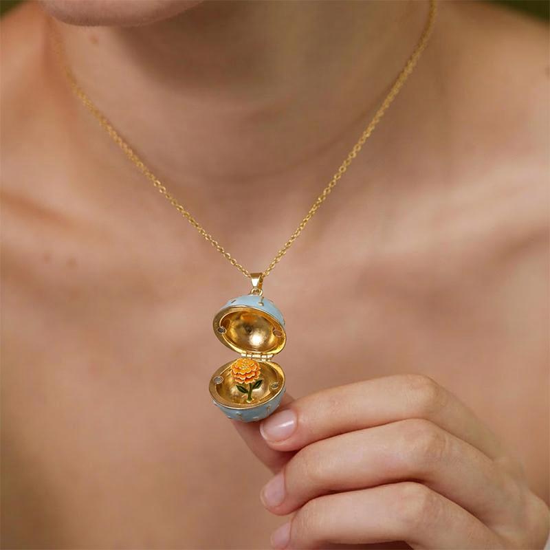 Creative Flower Necklace Round Box Can Open Flower Necklace Jewelry Accessories Women's Accessories Mother's Day Gifts Y2k