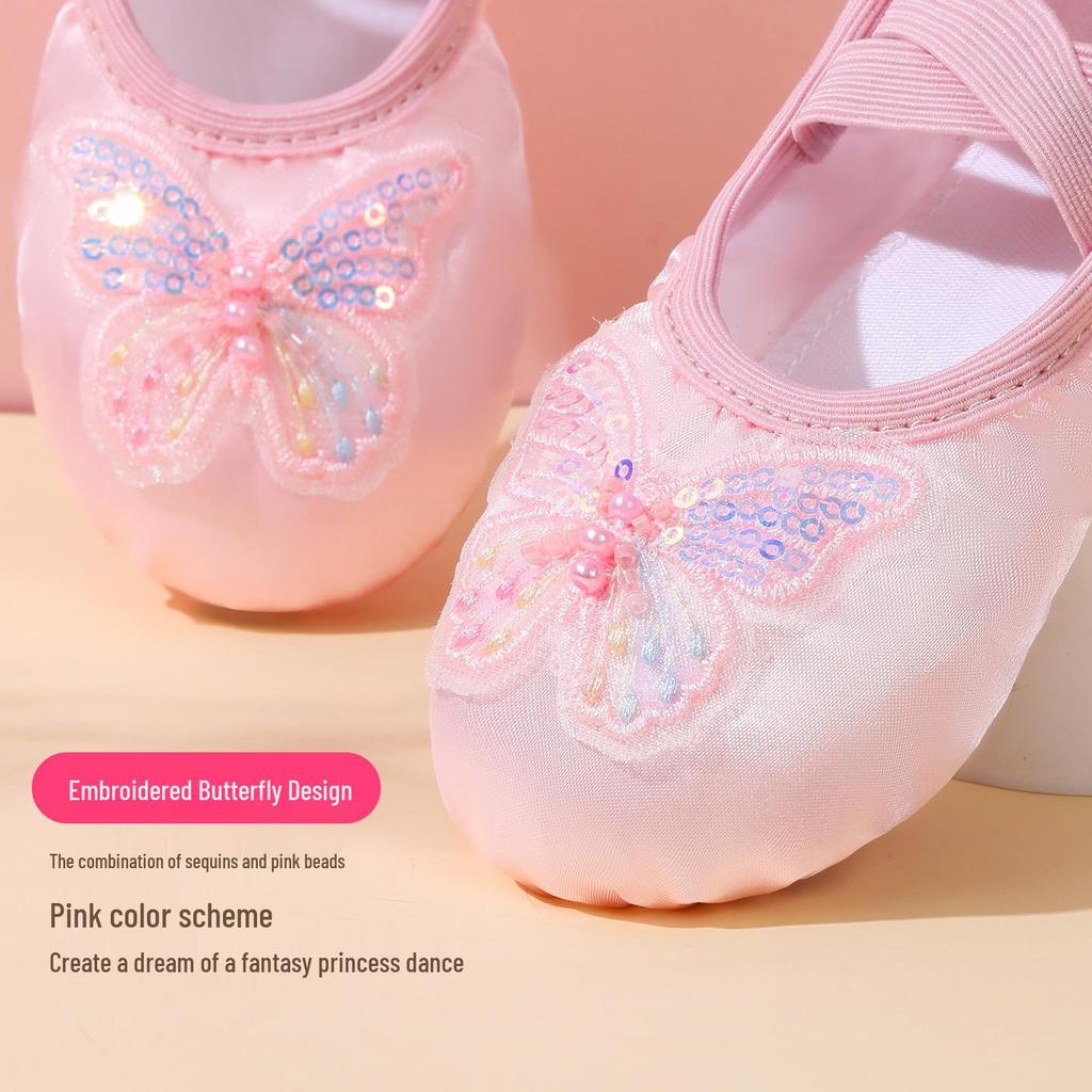 Růžové balerínky bez šněrování s měkkou podrážkou pro dívky