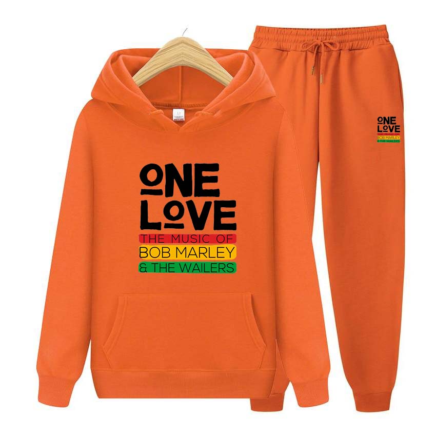 

Мужской спортивный костюм One Love с принтом, зимний костюм, спортивный модный спортивный костюм для женщин и мужчин, одежда с капюшоном, толстовки + брюки, комплект из двух предметов XL