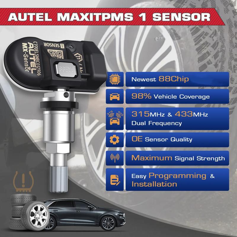 

4pcs Autel 2IN1 MX-Sensor Dual Frequency 315MHz + 433MHz OE-Level Universal Programmable TPMS Sensors for Tire Pressure TS508WF 4PCS