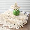 2 PCS Doily Round Crochet Beige Dollies for Tables Lace 13 Inch Round Cotton Crochet Doilies Handmade Lace Placemats Knitted Tablecloth for Home
